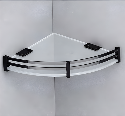 Premium Corner Glass Bathroom Shelf – Wall Mounted Stainless Steel Organizer