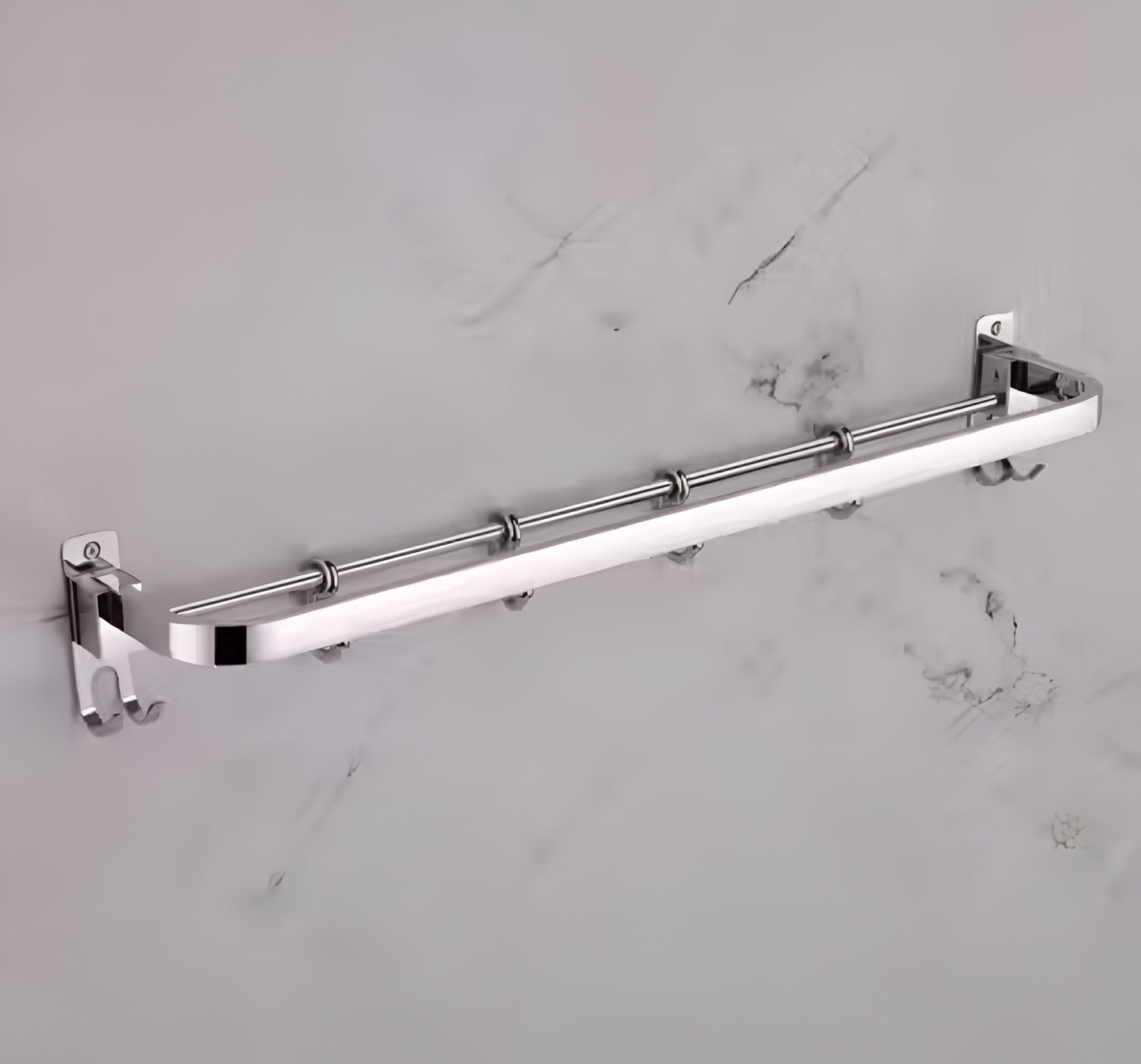 Stainless Steel Folding Towel Rod with Hooks