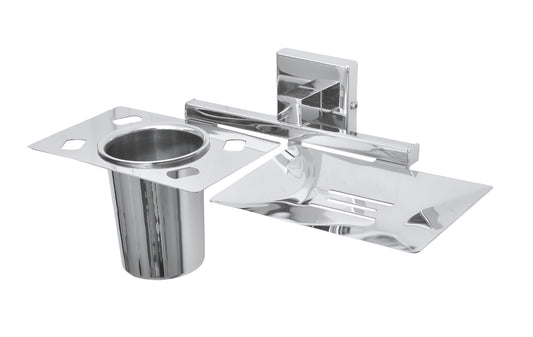 Stainless Steel Soap Dish with Toothbrush Holder